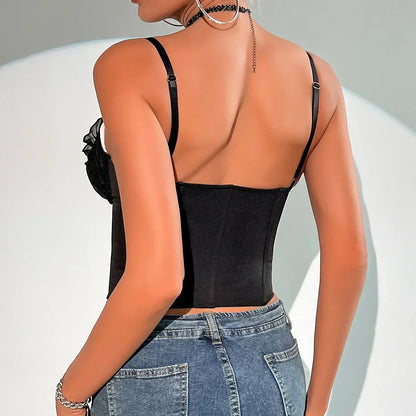Dames Crop Top V Hals Patchwork Shirt Zomer