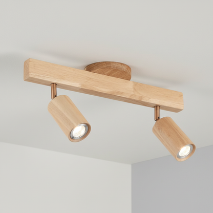 Plafondspot Hout Eiken GU10 LED Verstelbaar Woonkamer Slaapkamer Opbouwspot Naturel Houten Spot Eetkamer Japandi