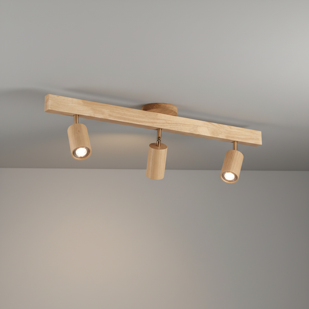 Plafondspot Hout Eiken GU10 LED Verstelbaar Woonkamer Slaapkamer Opbouwspot Naturel Houten Spot Eetkamer Japandi