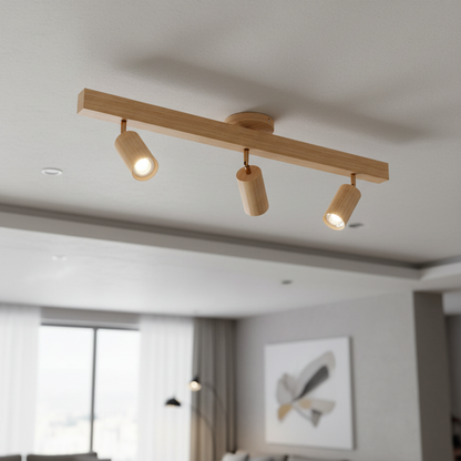 Plafondspot Hout Eiken GU10 LED Verstelbaar Woonkamer Slaapkamer Opbouwspot Naturel Houten Spot Eetkamer Japandi