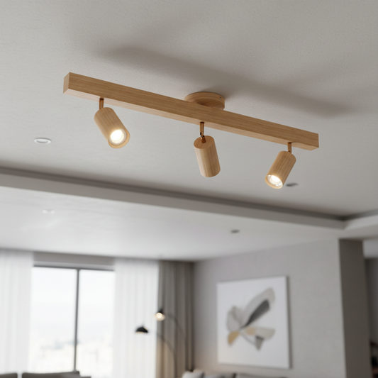 Plafondspot Hout Eiken GU10 LED Verstelbaar Woonkamer Slaapkamer Opbouwspot Naturel Houten Spot Eetkamer Japandi