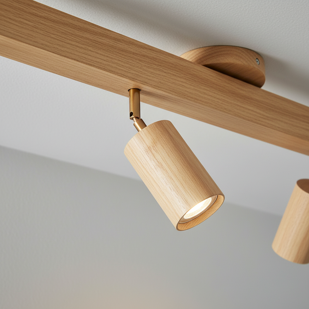 Plafondspot Hout Eiken GU10 LED Verstelbaar Woonkamer Slaapkamer Opbouwspot Naturel Houten Spot Eetkamer Japandi