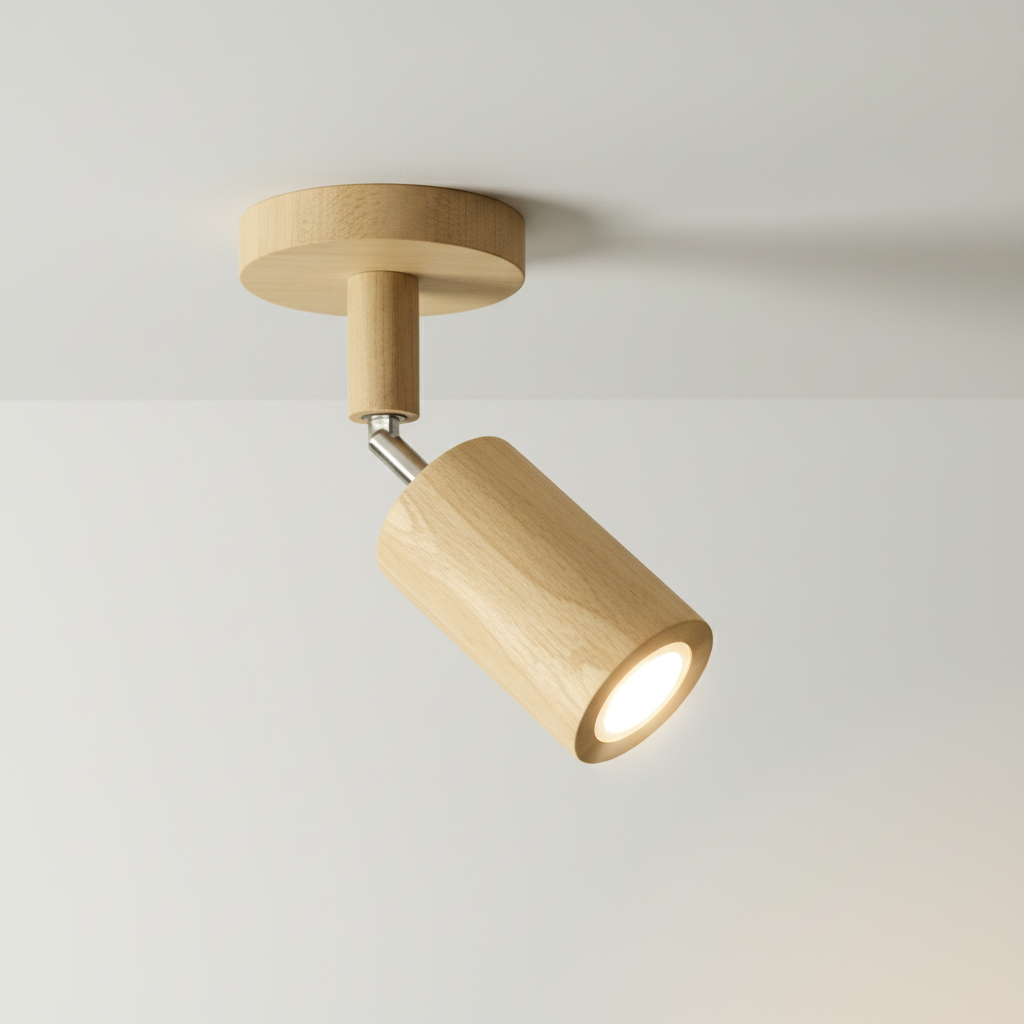 Plafondspot Hout Eiken GU10 LED Verstelbaar Woonkamer Slaapkamer Opbouwspot Naturel Houten Spot Eetkamer Japandi