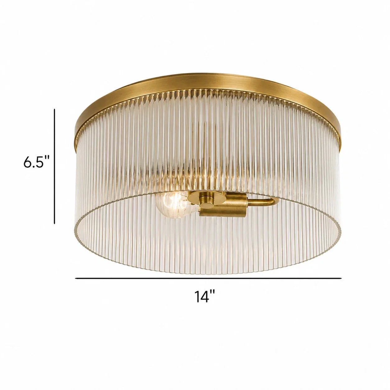 Ronde Plafondlamp met Geribbeld Glas en Landelijke Afwerking – Warm Sfeerlicht voor Lage Plafonds