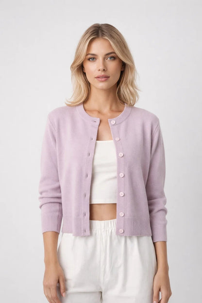 Dames Vest Cropped Lange Mouwen Knoopsluiting Elegant