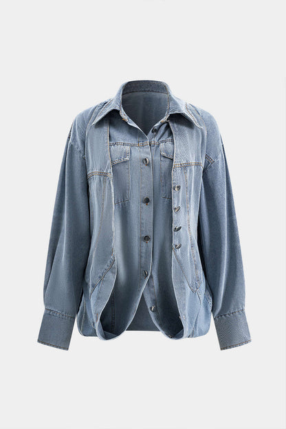 Oversized Jeans Shirt voor Mannen en Vrouwen met Knopen - StudioMarella