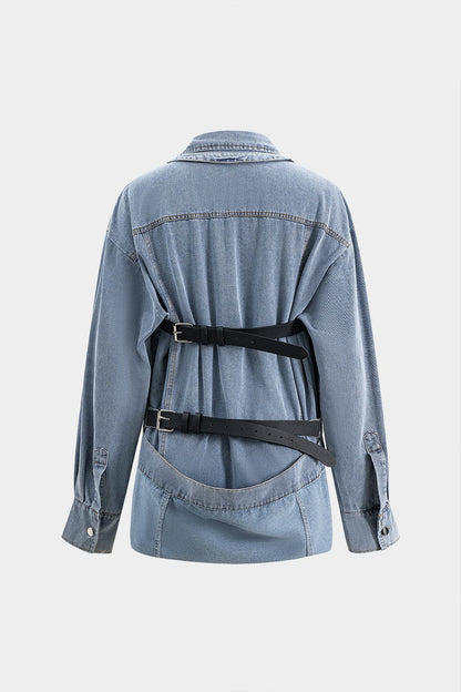 Oversized Jeans Shirt voor Mannen en Vrouwen met Knopen