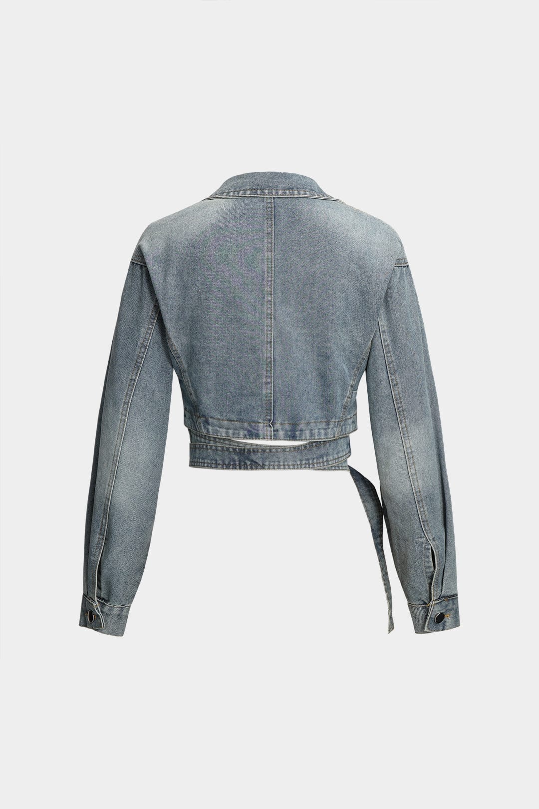 Dames Denim Jas Kort Modern Feminiene Wickeljack