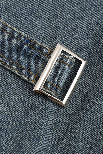 Dames Denim Jas Kort Modern Feminiene Wickeljack