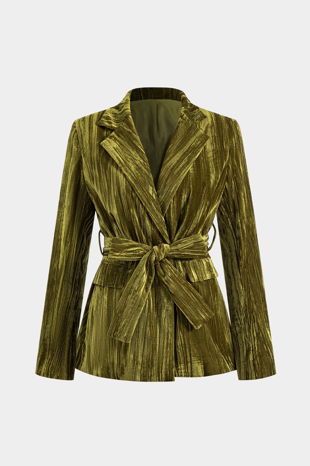 Fluwelen Jasje voor Vrouw met Strikceintuur Elegante Stijl - StudioMarella