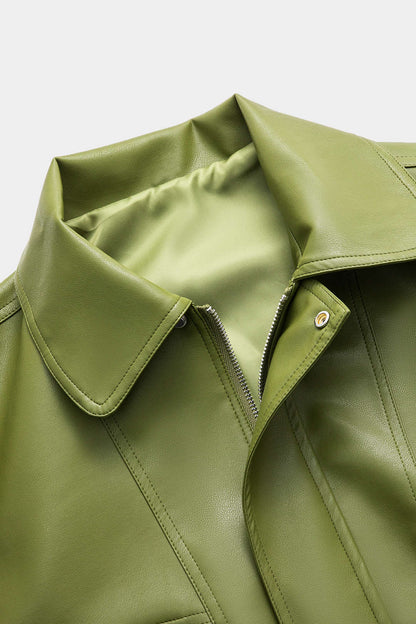 Dames Kunstleer Jas Groen Mila Stijl