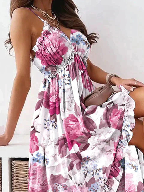 Zomerjurk Bloemenprint Vrouw Jurk Boho Stijl