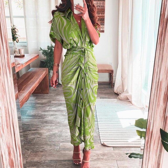 Jurk Met Kleurrijk Bloemenprint Vrouwelijke Zomerjurk