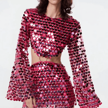Kleed Met Pailletten Glitter Minijurk Cut-Out