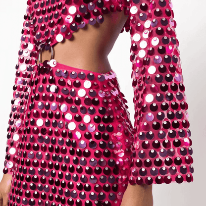 Kleed Met Pailletten Glitter Minijurk Cut-Out