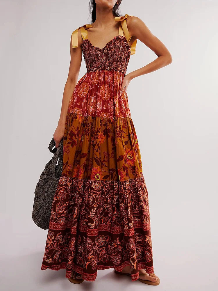 Zomerjurk Patchwork Boho Stijl Party Dress