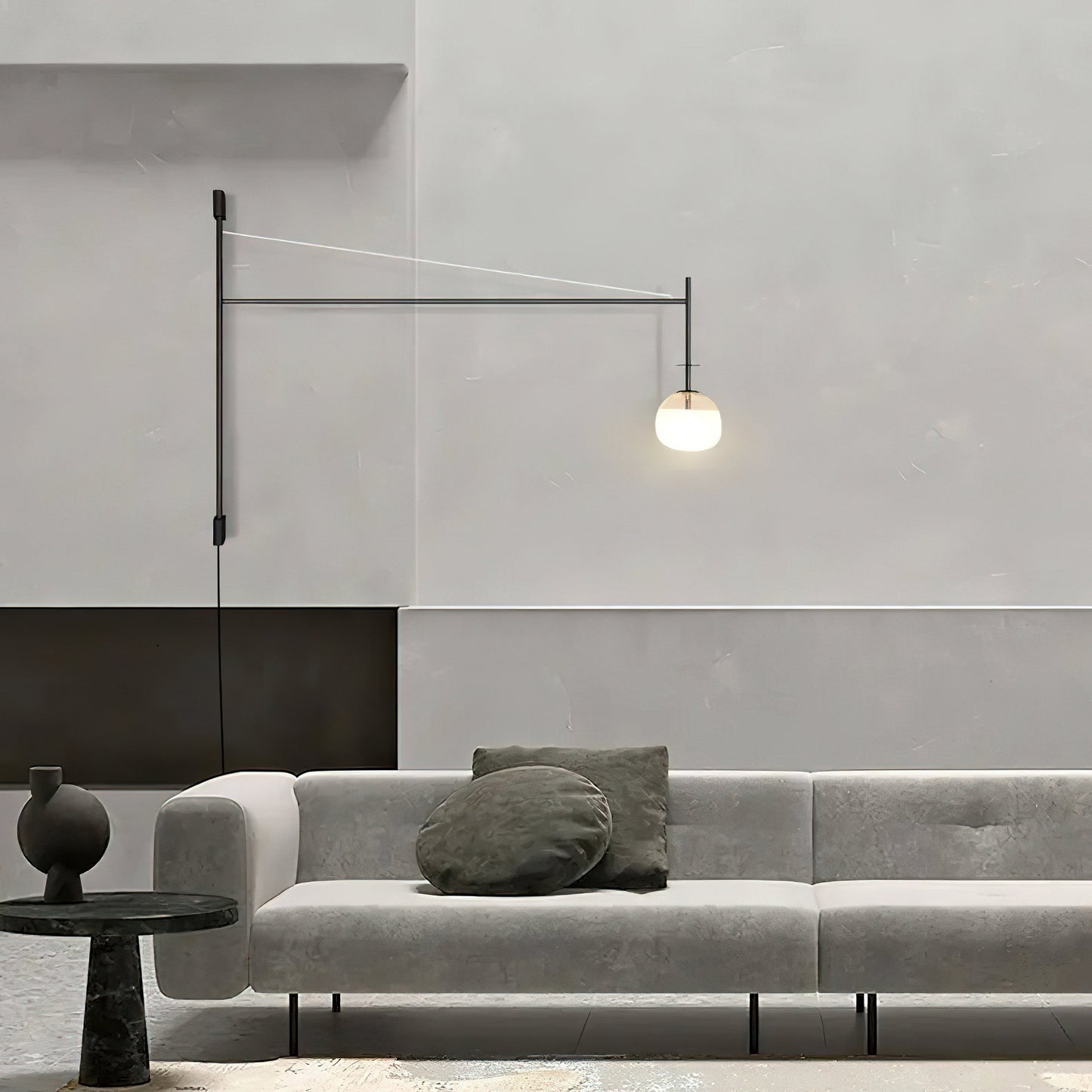 Verstelbare Wandlamp met Zwenkarm | Mondgeblazen Glazen Kap | Stekkermodel