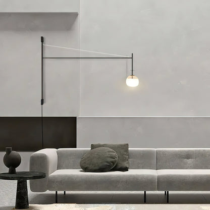 Verstelbare Wandlamp met Zwenkarm | Mondgeblazen Glazen Kap | Stekkermodel
