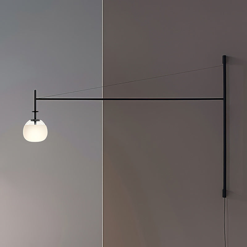 Verstelbare Wandlamp met Zwenkarm | Mondgeblazen Glazen Kap | Stekkermodel