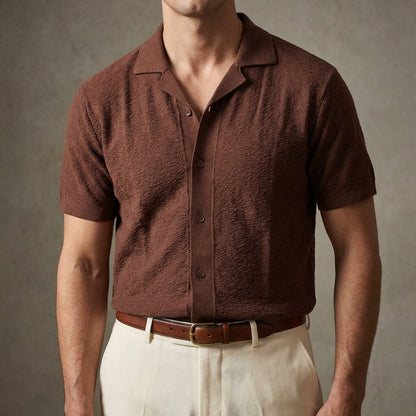 Luxe Herenpoloshirt met Opstaande Kraag en Textuur - StudioMarella