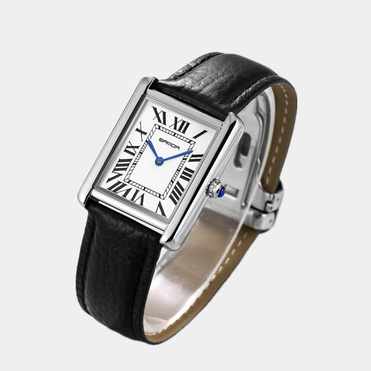 Vierkant horloge met leren band