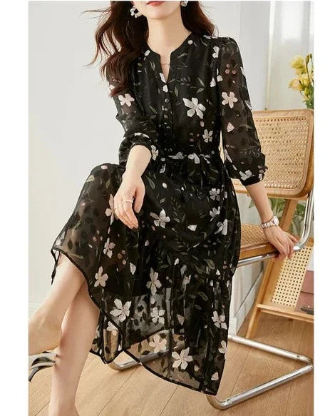 Vrouwenjurk Bloemenprint Chiffon Zomerjurk - StudioMarella