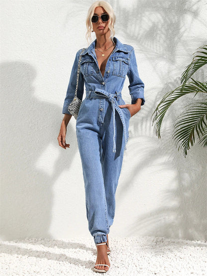 Jumpsuit Dames Denim Blauw Modieus