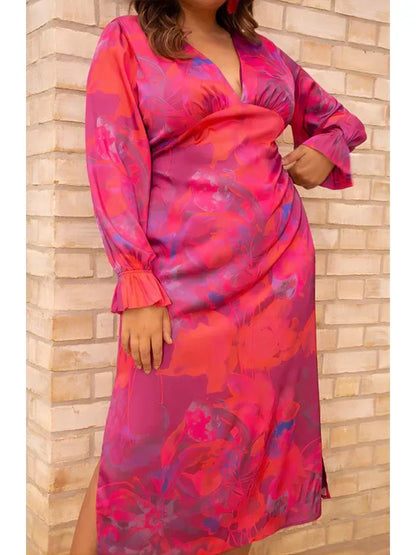 Lange Jurk Bloemenprint Retro Stijl
