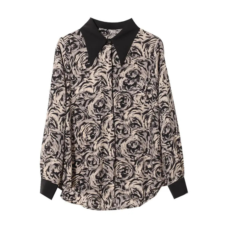 Vrouwelijke Blouse met Plooien en Chiffon Stof