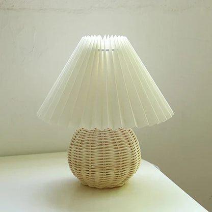 Tafellamp Vintage Met Plooikap E27 Retro Antiek 27cm Nachtkast Lamp