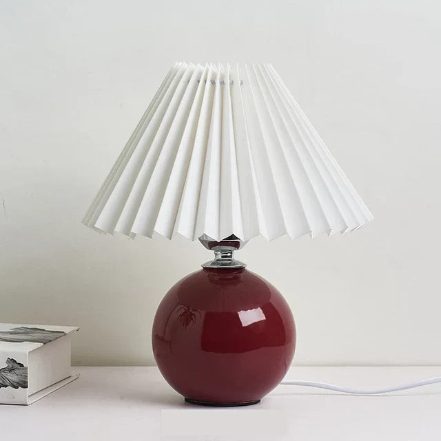 Tafellamp Vintage Met Plooikap E27 Retro Antiek 27cm Nachtkast Lamp