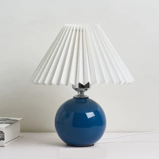 Tafellamp Vintage Met Plooikap E27 Retro Antiek 27cm Nachtkast Lamp