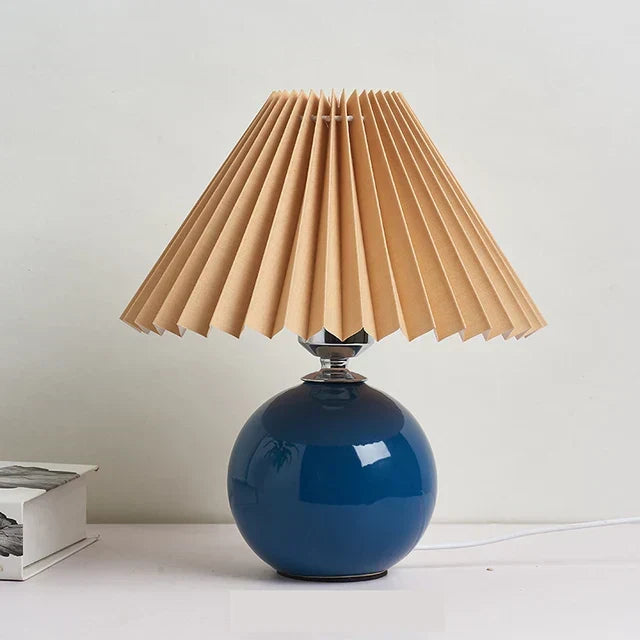 Tafellamp Vintage Met Plooikap E27 Retro Antiek 27cm Nachtkast Lamp