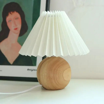 Tafellamp Vintage Met Plooikap E27 Retro Antiek 27cm Nachtkast Lamp