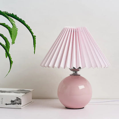 Tafellamp Vintage Met Plooikap E27 Retro Antiek 27cm Nachtkast Lamp