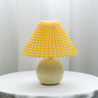 Tafellamp Vintage Met Plooikap E27 Retro Antiek 27cm Nachtkast Lamp