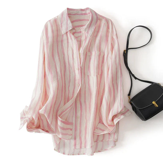 Damesblouse Zomerse Gestreepte Jurk Bloes - StudioMarella