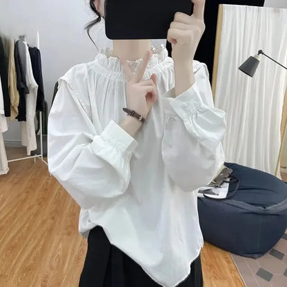 Damesblouse Lange Mouwen Vintage Stijl Elegante Look