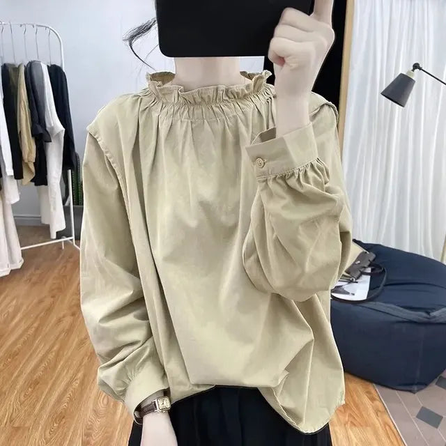 Damesblouse Lange Mouwen Vintage Stijl Elegante Look - StudioMarella