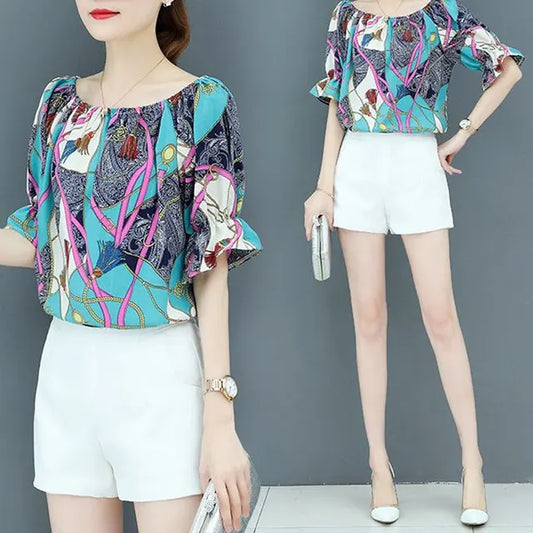 Vrouwen Blouse Zomerjurk Vlinderprints Bloemen - StudioMarella