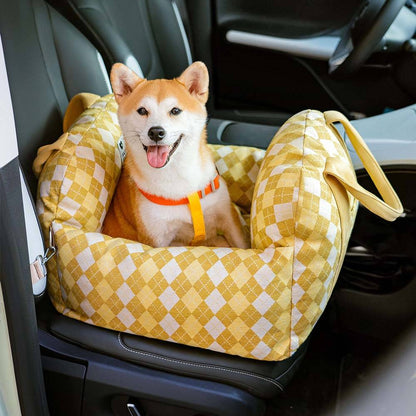 Autostoel Hondenmand First Class - Comfortabel Reiskussen voor Hond of Kat - Verstelbaar Wasbaar Autoreizen
