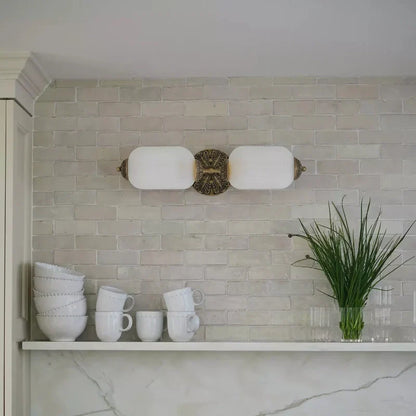 Vintage Art Deco Milk Glass Eloise Vanity Light Fixture