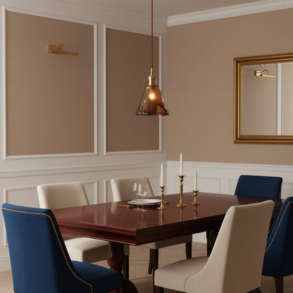 Vintage Hanglamp Messing & Amber Glas – Retro Verlichting Eetkamer Keukeneiland Bar Restaurant – E26/E27 Max 40W