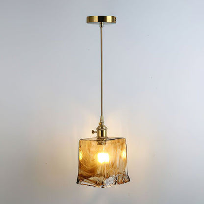 Vintage Hanglamp Messing & Amber Glas – Retro Verlichting Eetkamer Keukeneiland Bar Restaurant – E26/E27 Max 40W