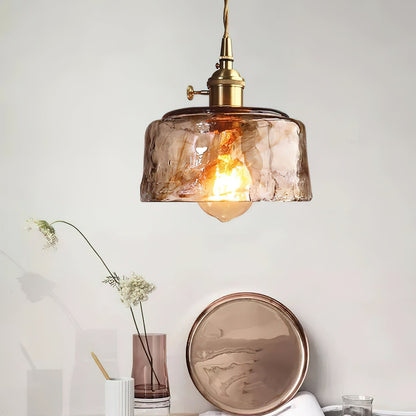 Vintage Hanglamp Messing & Amber Glas – Retro Verlichting Eetkamer Keukeneiland Bar Restaurant – E26/E27 Max 40W