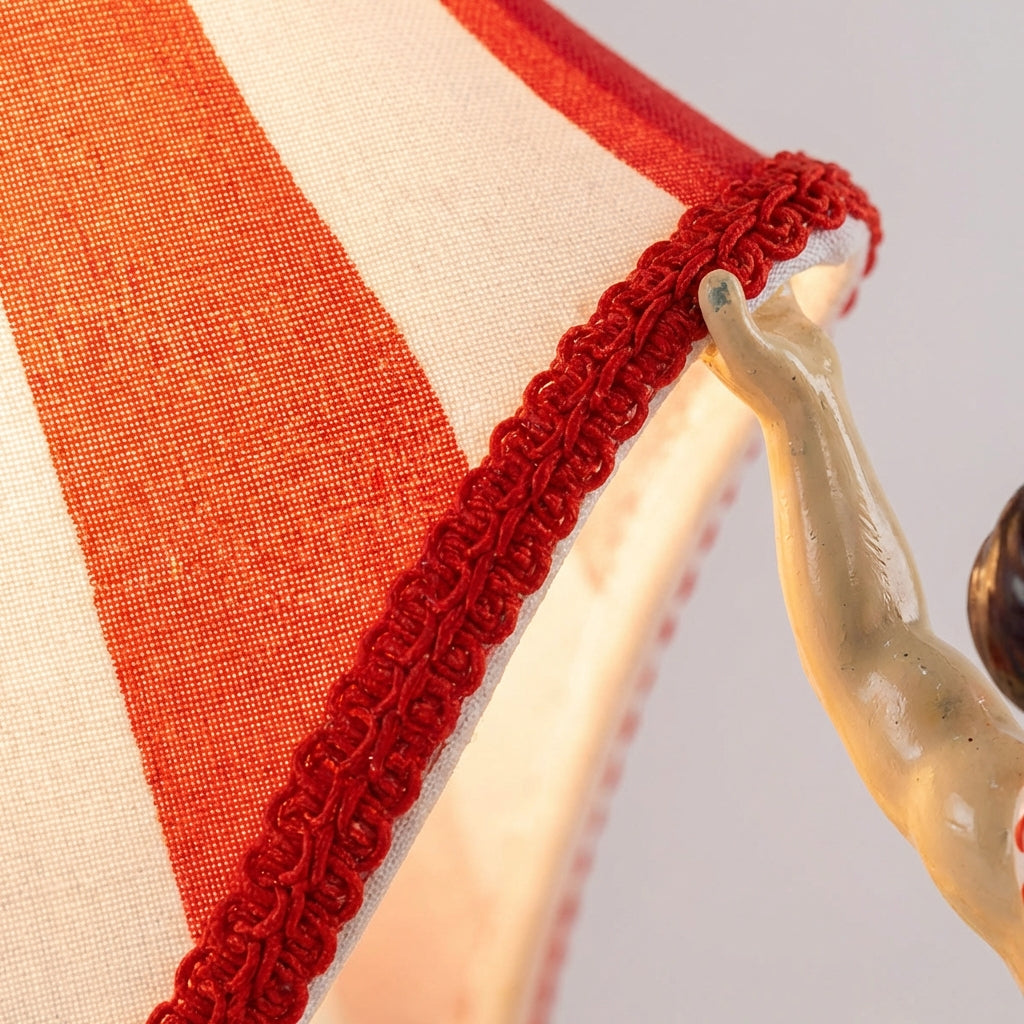 Tafellamp Vintage Circus Handgeschilderd Rood Wit Gestreept E27 LED Speels Retro Kinderkamer Woonkamer Decoratie Uniek Kunstig Sfeerlamp