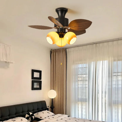 Plafondventilator met Bladmotief en Verlichting – Verstelbare Vintage Stijl