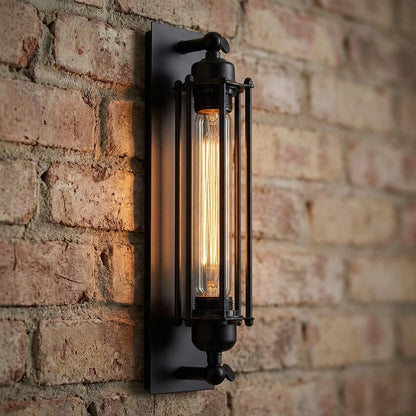 Wandlamp Industrieel Zwart Metaal Kooi Glas LED Vintage Woonkamer Slaapkamer Hal Edison Retro Wandlicht Sfeerverlichting