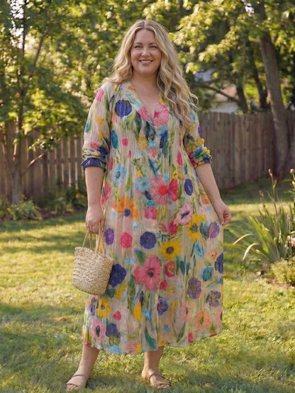 Vira Dames Maxi-jurk | Lichtgewicht Botanische Print 1