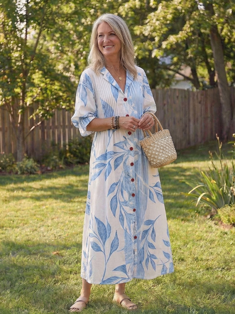 Vira Dames Maxi-jurk | Lichtgewicht Botanische Print 4